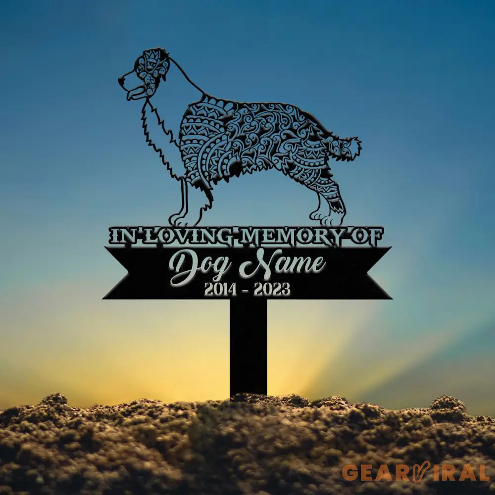 Personalized Australian Shepherd Mandala Garden Stake Zentangle Yard Art Dog Memorial Sign Outdoor Decor Pet Loss