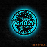 Personalized Backyard Pool Metal Sign LED Outdoor Wall Decor Pool Signs for Outdoor Personalized Custom Backyard Oasis