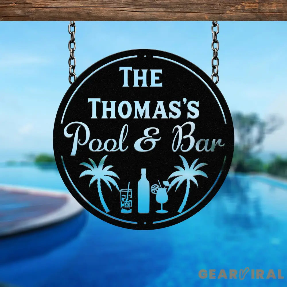 Personalized Backyard Pool Metal Sign LED Outdoor Wall Decor Pool Signs for Outdoor Personalized Custom Backyard Oasis