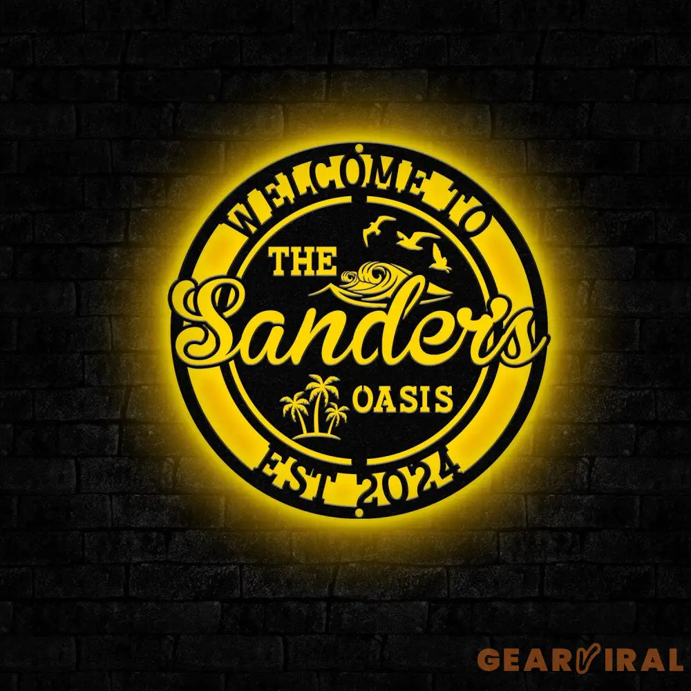 Personalized Backyard Pool Metal Sign LED Outdoor Wall Decor Pool Signs for Outdoor Personalized Custom Backyard Oasis