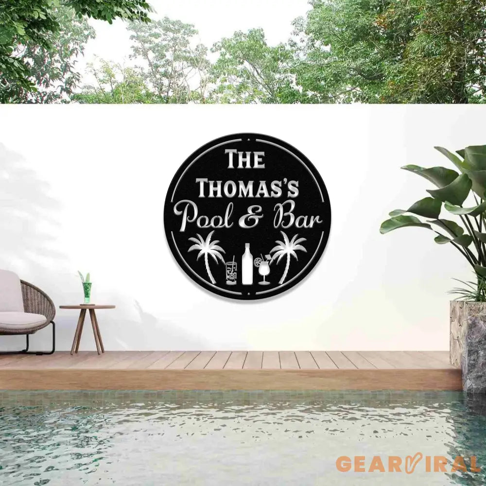 Personalized Backyard Pool Metal Sign LED Outdoor Wall Decor Pool Signs for Outdoor Personalized Custom Backyard Oasis