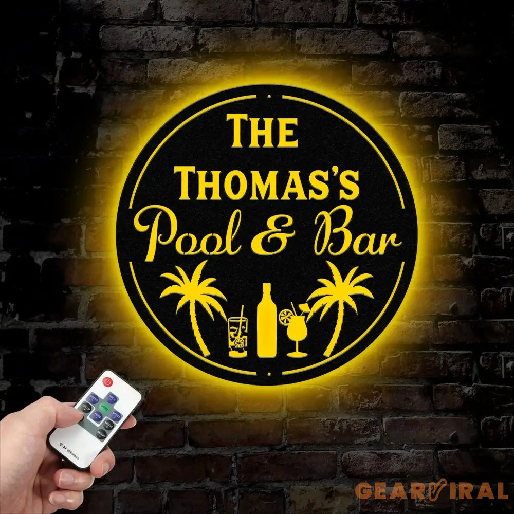 Personalized Backyard Pool Metal Sign LED Outdoor Wall Decor Pool Signs for Outdoor Personalized Custom Backyard Oasis