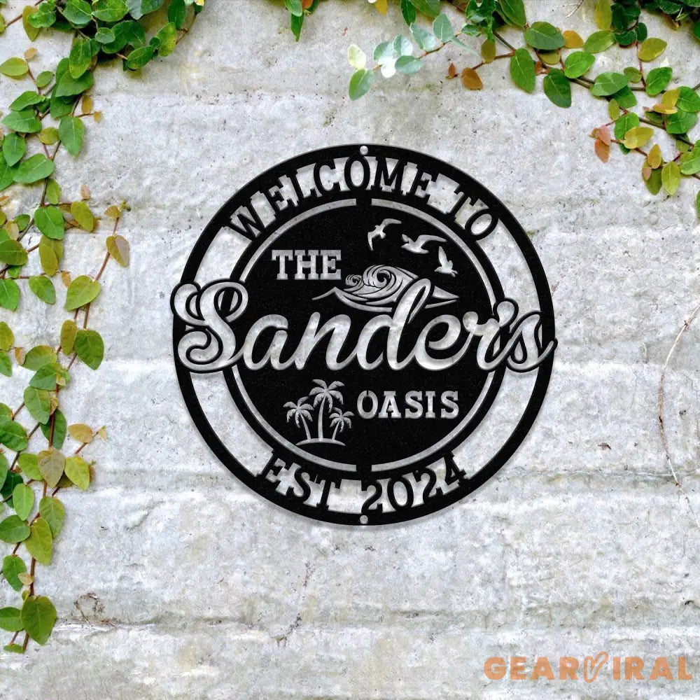 Personalized Backyard Pool Metal Sign LED Outdoor Wall Decor Pool Signs for Outdoor Personalized Custom Backyard Oasis