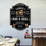 Personalized Backyard Sign LED Light Custom Bar & Grill Sign Metal Sign Bar Signs BBQ Signs Bar Sign Outdoor Kitchen