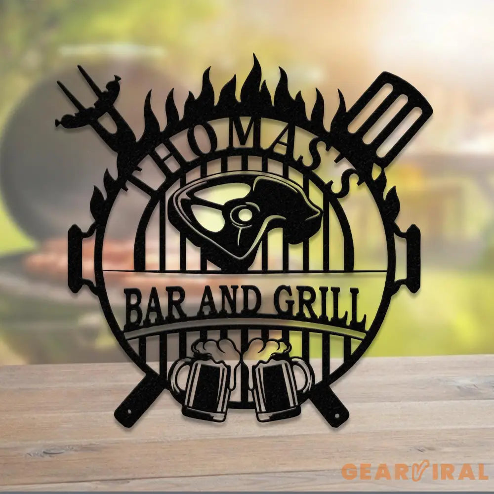 Personalized Backyard Sign LED Light Custom Bar & Grill Sign Metal Sign Bar Signs BBQ Signs Bar Sign Outdoor Kitchen