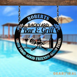 Personalized Backyard Sign LED Light Custom Bar & Grill Sign Metal Sign Bar Signs BBQ Signs Bar Sign Outdoor Kitchen