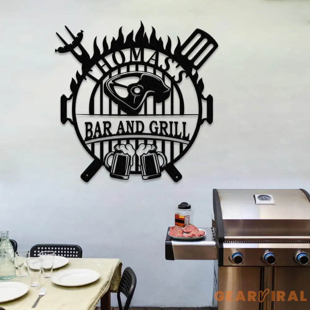 Personalized Backyard Sign LED Light Custom Bar & Grill Sign Metal Sign Bar Signs BBQ Signs Bar Sign Outdoor Kitchen