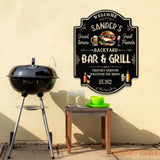 Personalized Backyard Sign LED Light Custom Bar & Grill Sign Metal Sign Bar Signs BBQ Signs Bar Sign Outdoor Kitchen
