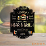 Personalized Backyard Sign LED Light Custom Bar & Grill Sign Metal Sign Bar Signs BBQ Signs Bar Sign Outdoor Kitchen