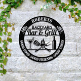 Personalized Backyard Sign LED Light Custom Bar & Grill Sign Metal Sign Bar Signs BBQ Signs Bar Sign Outdoor Kitchen