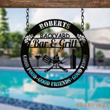 Personalized Backyard Sign LED Light Custom Bar & Grill Sign Metal Sign Bar Signs BBQ Signs Bar Sign Outdoor Kitchen
