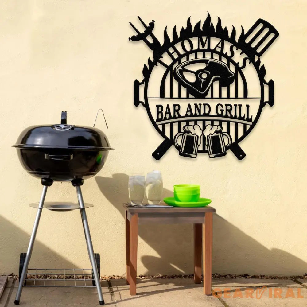 Personalized Backyard Sign LED Light Custom Bar & Grill Sign Metal Sign Bar Signs BBQ Signs Bar Sign Outdoor Kitchen