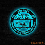 Personalized Backyard Sign LED Light Custom Bar & Grill Sign Metal Sign Bar Signs BBQ Signs Bar Sign Outdoor Kitchen