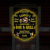 Personalized Backyard Sign LED Light, Custom Bar & Grill Sign, Metal Sign, Bar Signs, BBQ Signs, Bar Sign, Outdoor Kitchen Metal Signs