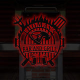 Personalized Backyard Sign LED Light, Custom Bar & Grill Sign, Metal Sign, Bar Signs, BBQ Signs, Bar Sign, Outdoor Kitchen Metal Signs