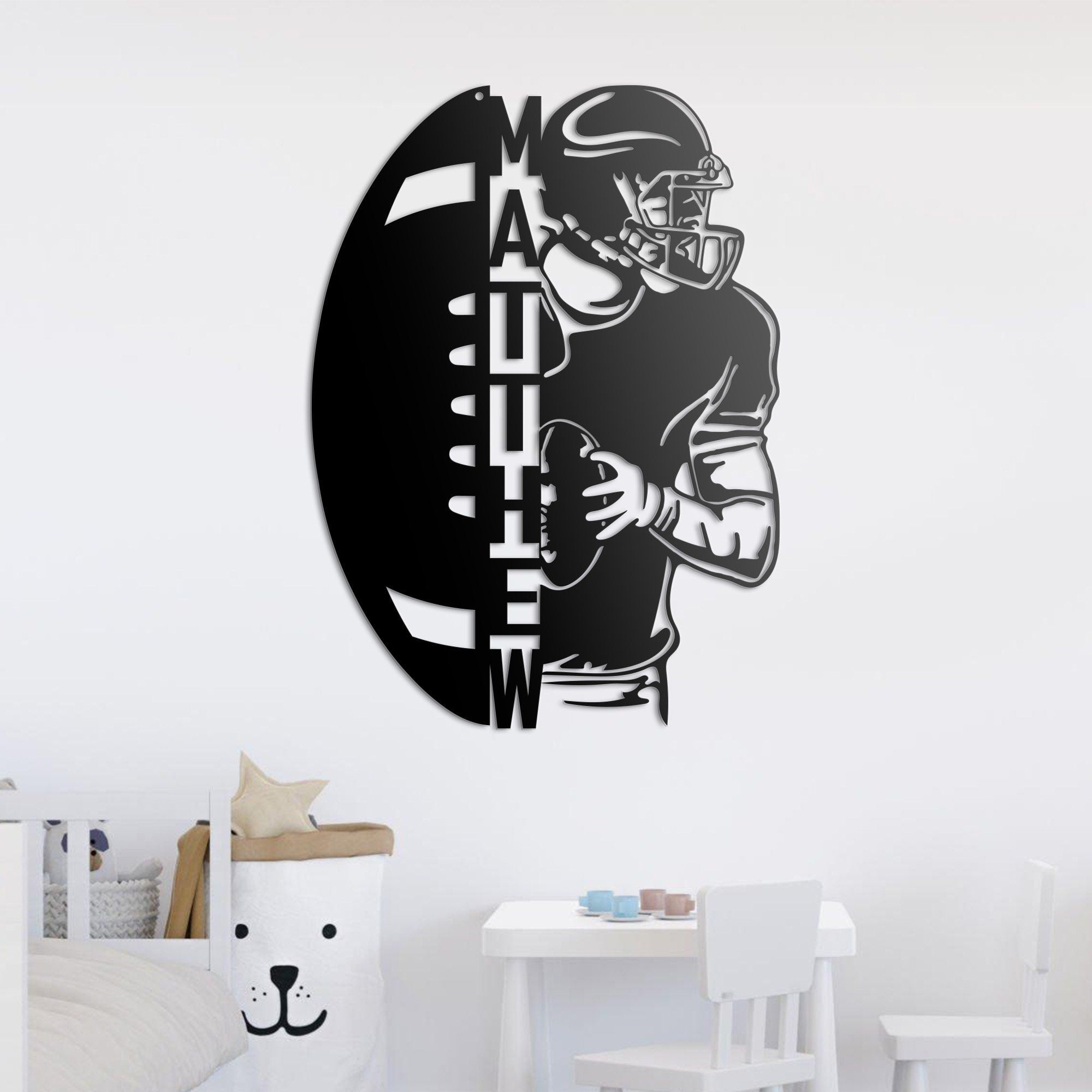 Personalized Ball American Football Metal Wall Art LED Light - Custom Player Name Sign Home Decor - Ideal for Home Decor & Gift | GearViral