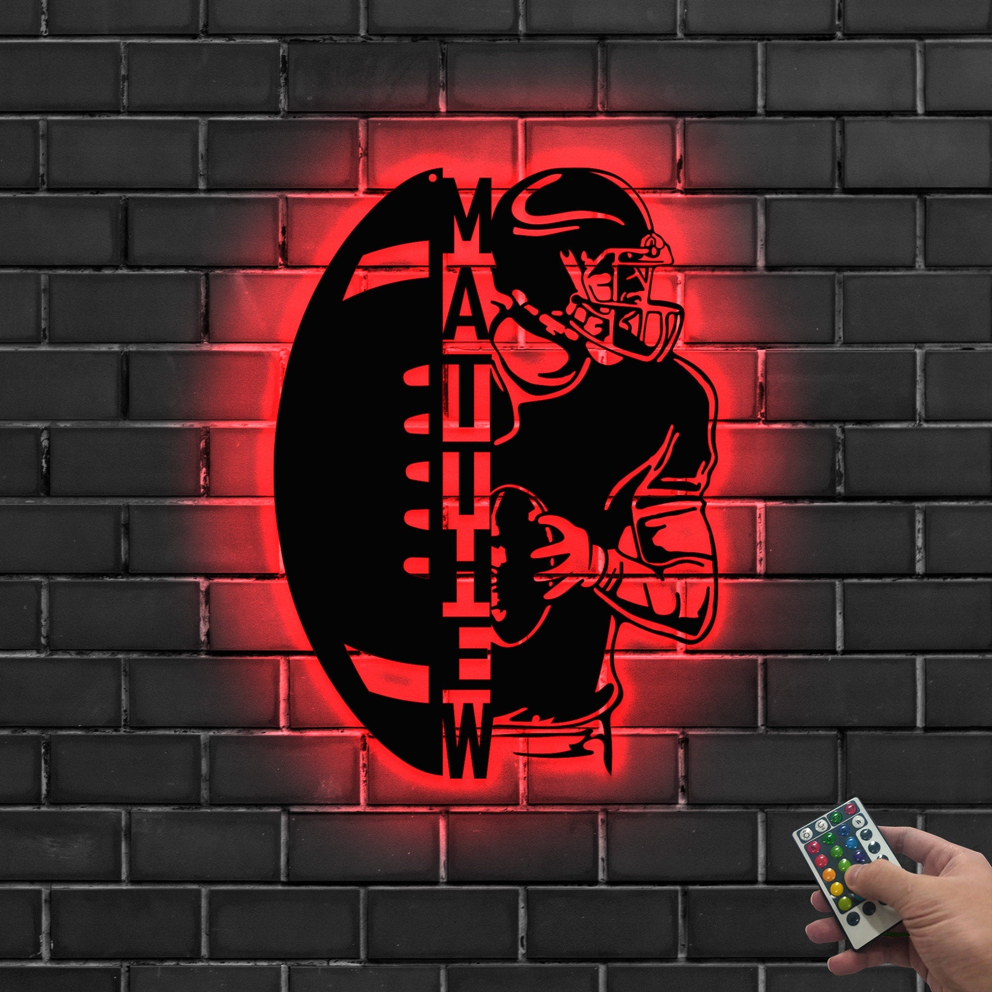 Personalized Ball American Football Metal Wall Art LED Light - Custom Player Name Sign Home Decor - Ideal for Home Decor & Gift | GearViral