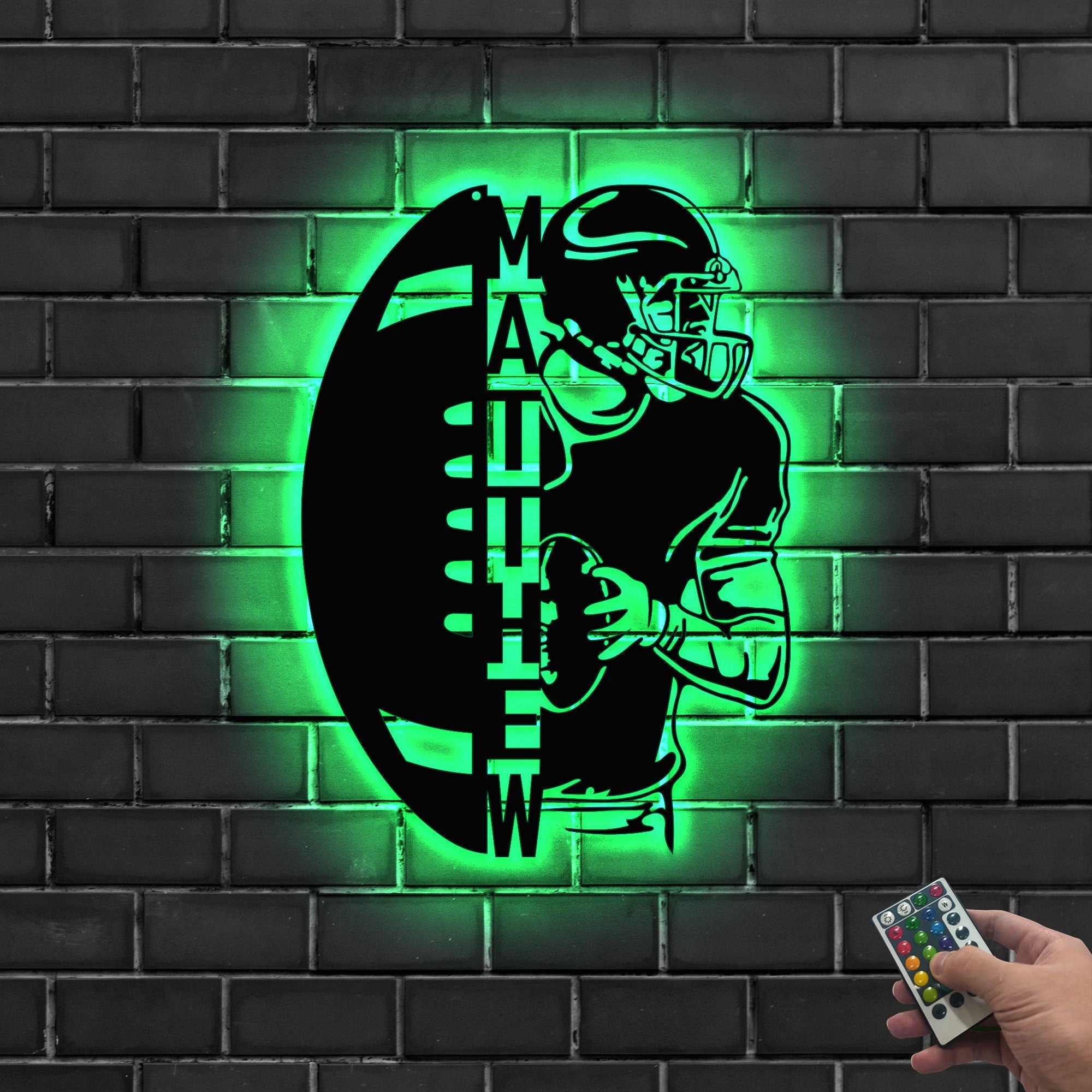 Personalized Ball American Football Metal Wall Art LED Light - Custom Player Name Sign Home Decor - Ideal for Home Decor & Gift | GearViral