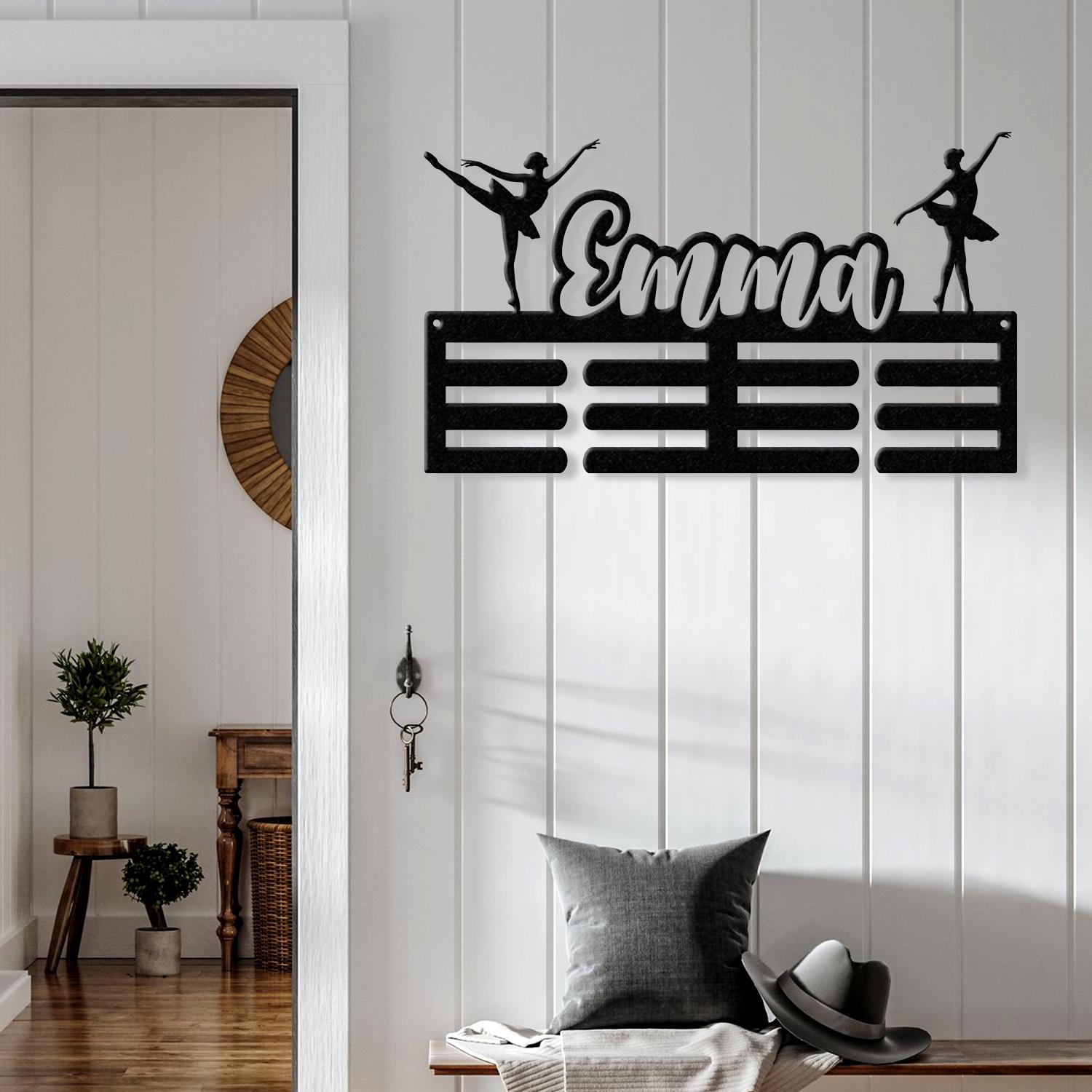 Personalized Ballet Dance Award Medal Holder,Custom Ballet Dancer Name Medal Hanger, Medal Hanger Holder Display Rack 3 RUNG
