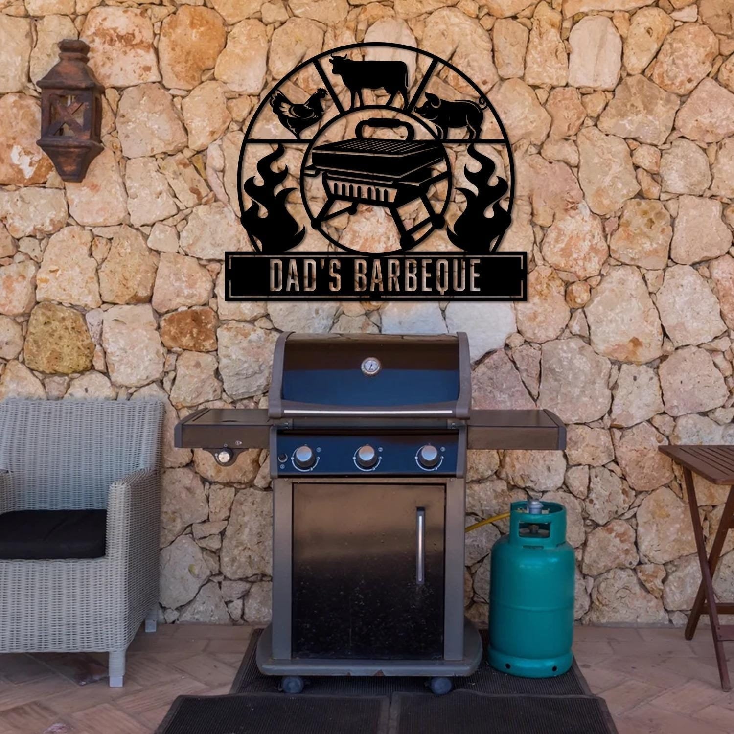 Personalized Bar and Grill Metal Wall Art with Led Lights, Custom Outdoor Metal Sign, Grill Sign Wall Decor, Housewarming Gift, Backyard Metal BBQ Sign