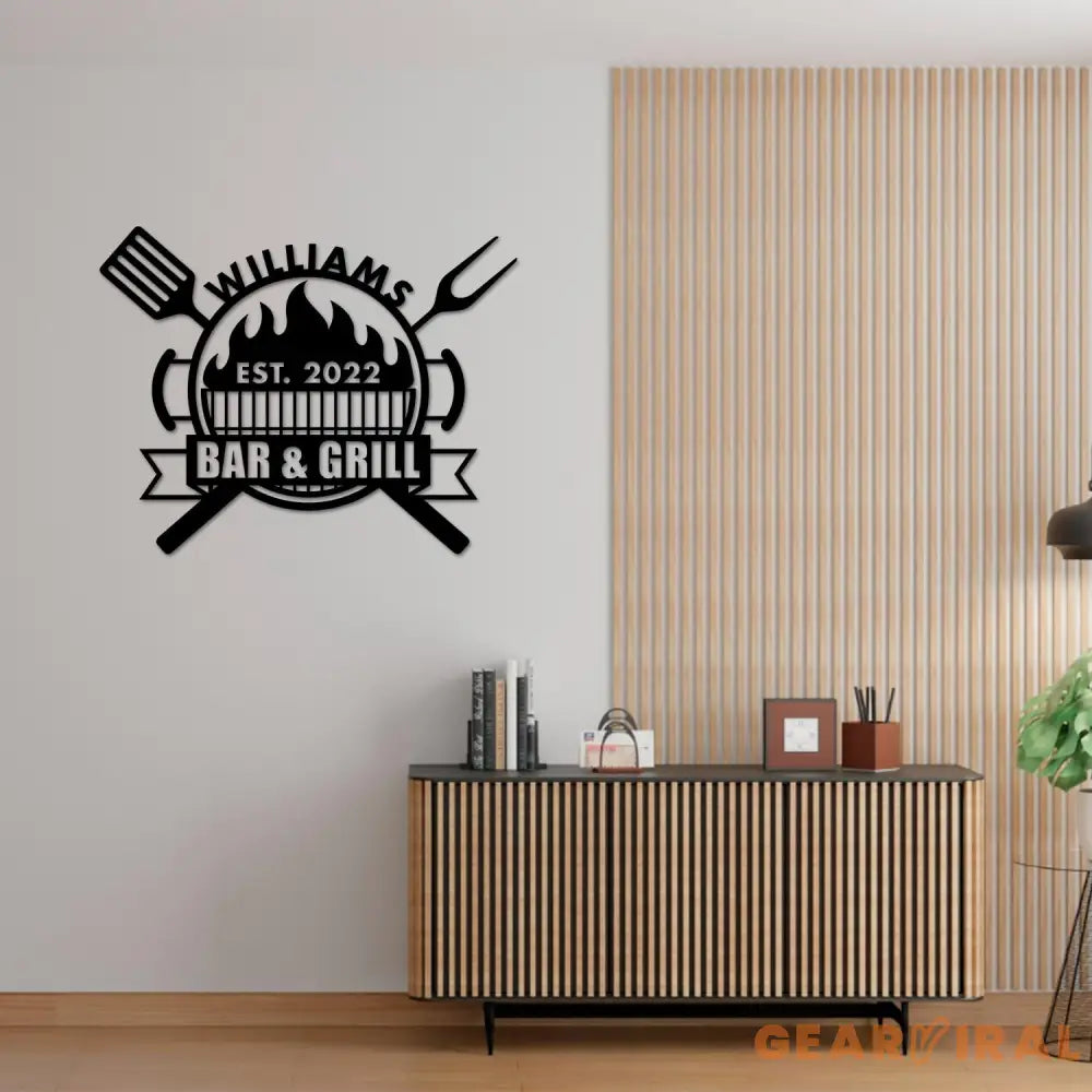 Personalized Bar and Grill Metal Wall Art with Led Lights Custom Outdoor Metal Sign Grill Sign Wall Decor Housewarming