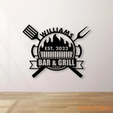 Personalized Bar and Grill Metal Wall Art with Led Lights Custom Outdoor Metal Sign Grill Sign Wall Decor Housewarming
