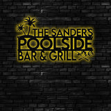 Personalized Bar & Grill Sign Metal Wall Art, Outdoor Patio Decor, BBQ Grill Sign, Grilling Gift, Gift for Him, Pool Sign, Outdoor Decor