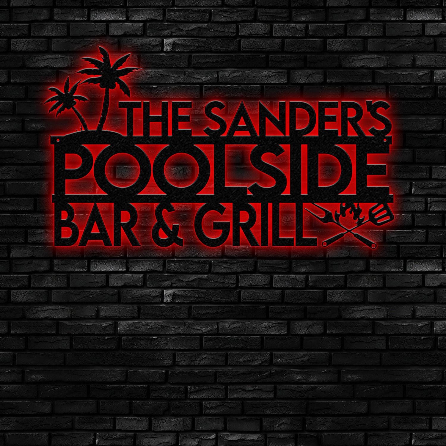 Personalized Bar & Grill Sign Metal Wall Art, Outdoor Patio Decor, BBQ Grill Sign, Grilling Gift, Gift for Him, Pool Sign, Outdoor Decor