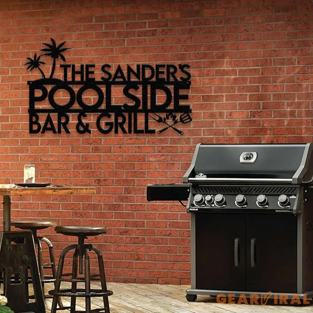 Personalized Bar & Grill Sign Metal Wall Art Outdoor Patio Decor BBQ Grill Sign Grilling Gift Gift for Him Pool Sign