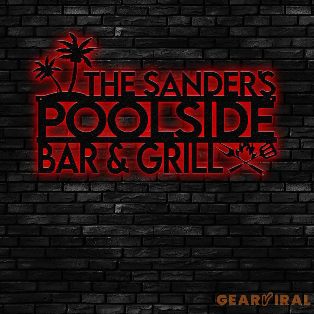 Personalized Bar & Grill Sign Metal Wall Art Outdoor Patio Decor BBQ Grill Sign Grilling Gift Gift for Him Pool Sign