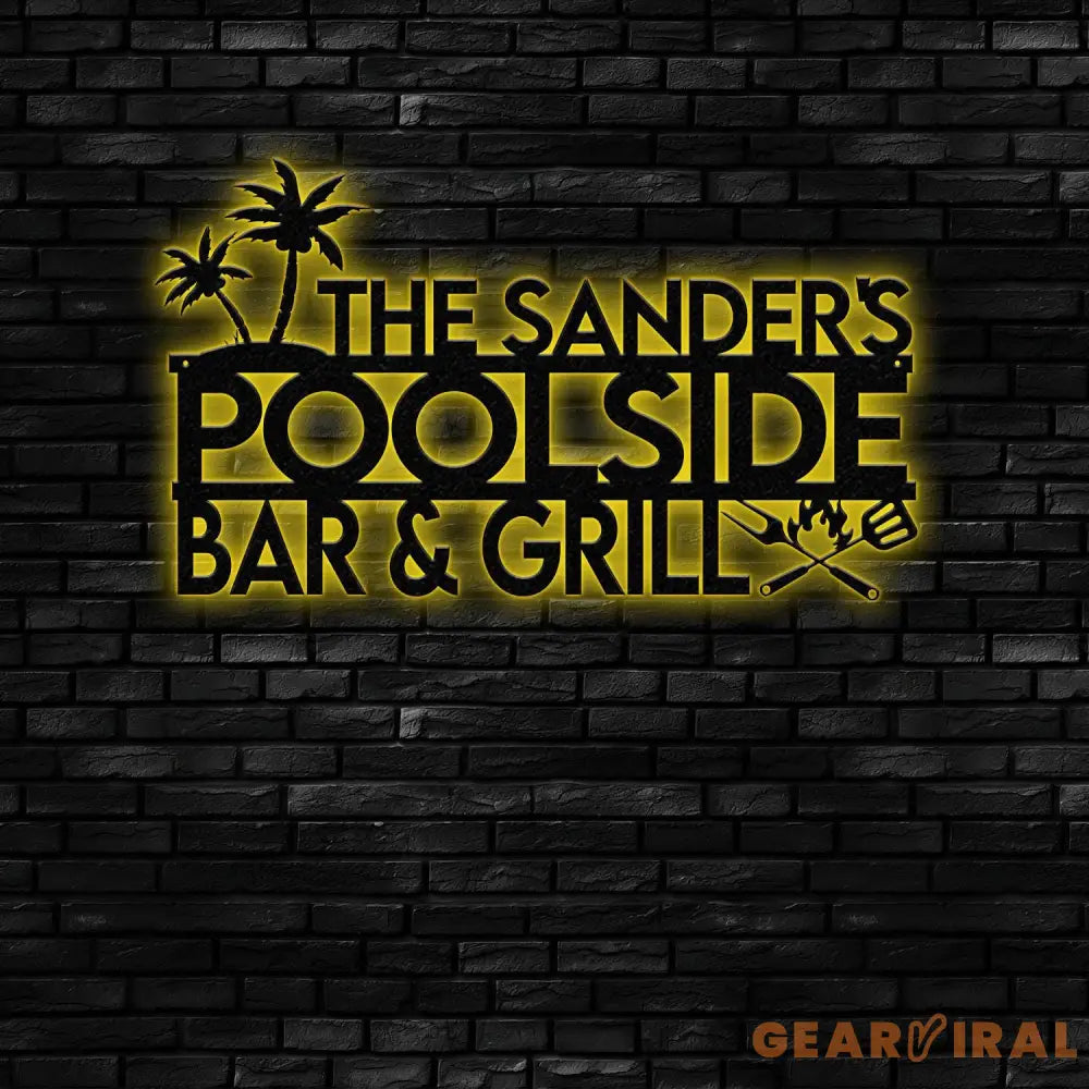 Personalized Bar & Grill Sign Metal Wall Art Outdoor Patio Decor BBQ Grill Sign Grilling Gift Gift for Him Pool Sign