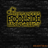 Personalized Bar & Grill Sign Metal Wall Art Outdoor Patio Decor BBQ Grill Sign Grilling Gift Gift for Him Pool Sign