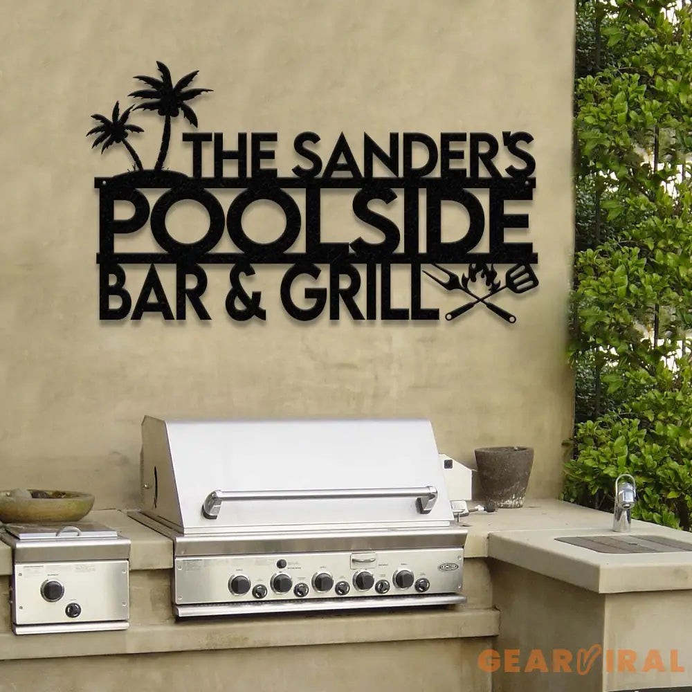 Personalized Bar & Grill Sign Metal Wall Art Outdoor Patio Decor BBQ Grill Sign Grilling Gift Gift for Him Pool Sign