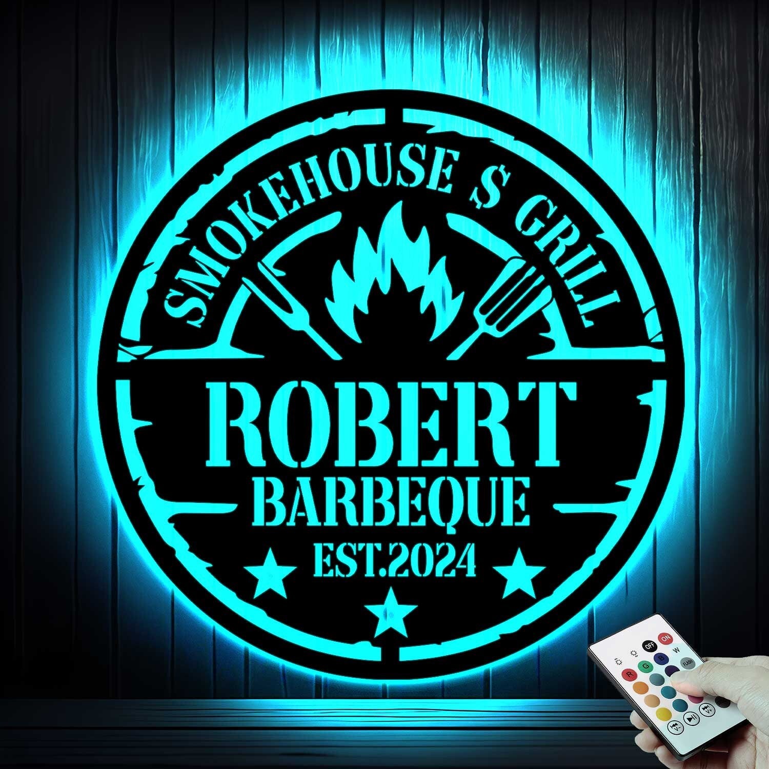 Personalized Barbecue Metal Wall Art LED - Barbecue Wall Art Decor - Custom Grill Sign - Barbecue Sign for Outdoor | GearViral