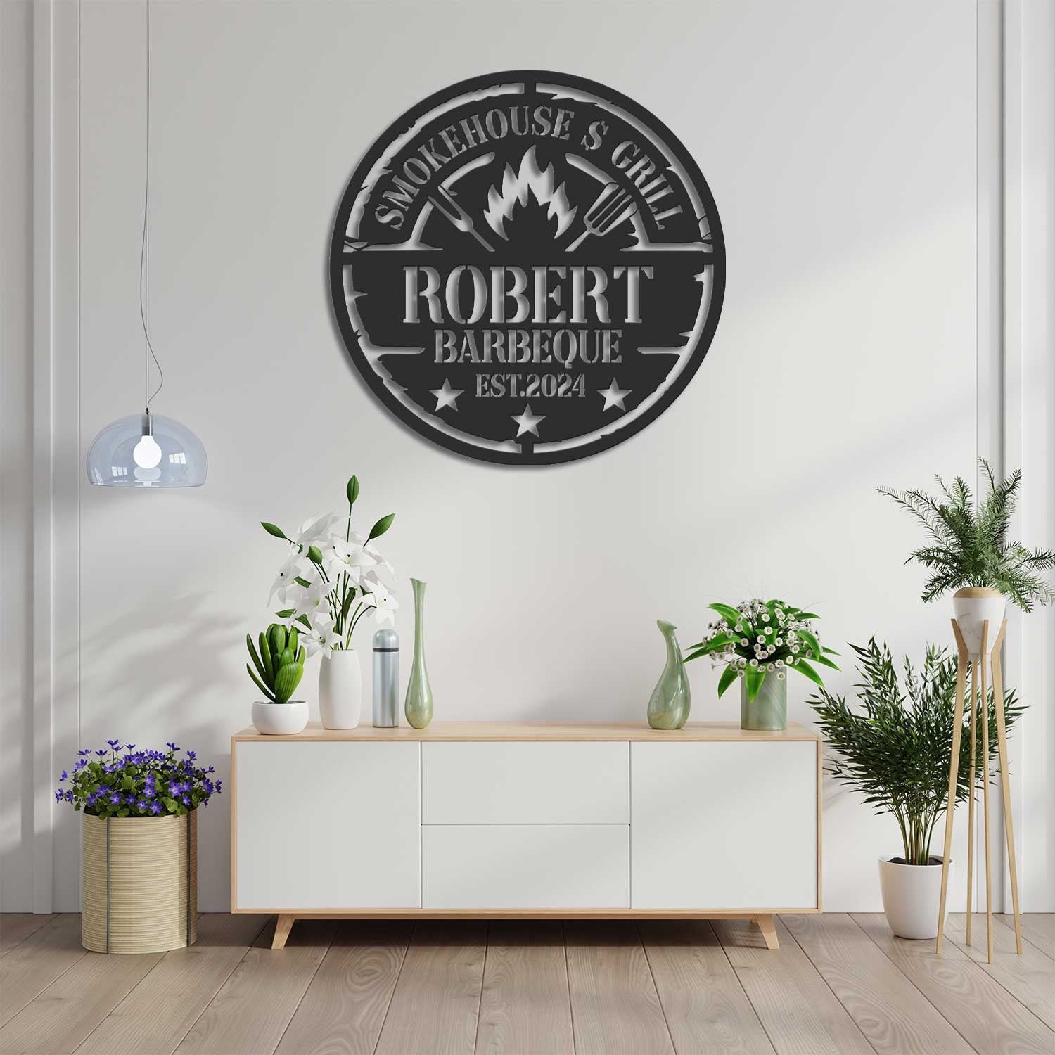 Personalized Barbecue Metal Wall Art LED - Barbecue Wall Art Decor - Custom Grill Sign - Barbecue Sign for Outdoor | GearViral
