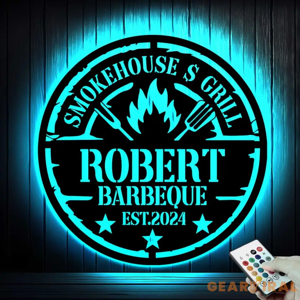 Personalized Barbecue Metal Wall Art LED - Barbecue Wall Art Decor - Custom Grill Sign - Barbecue Sign for Outdoor