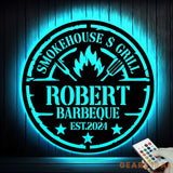 Personalized Barbecue Metal Wall Art LED - Barbecue Wall Art Decor - Custom Grill Sign - Barbecue Sign for Outdoor