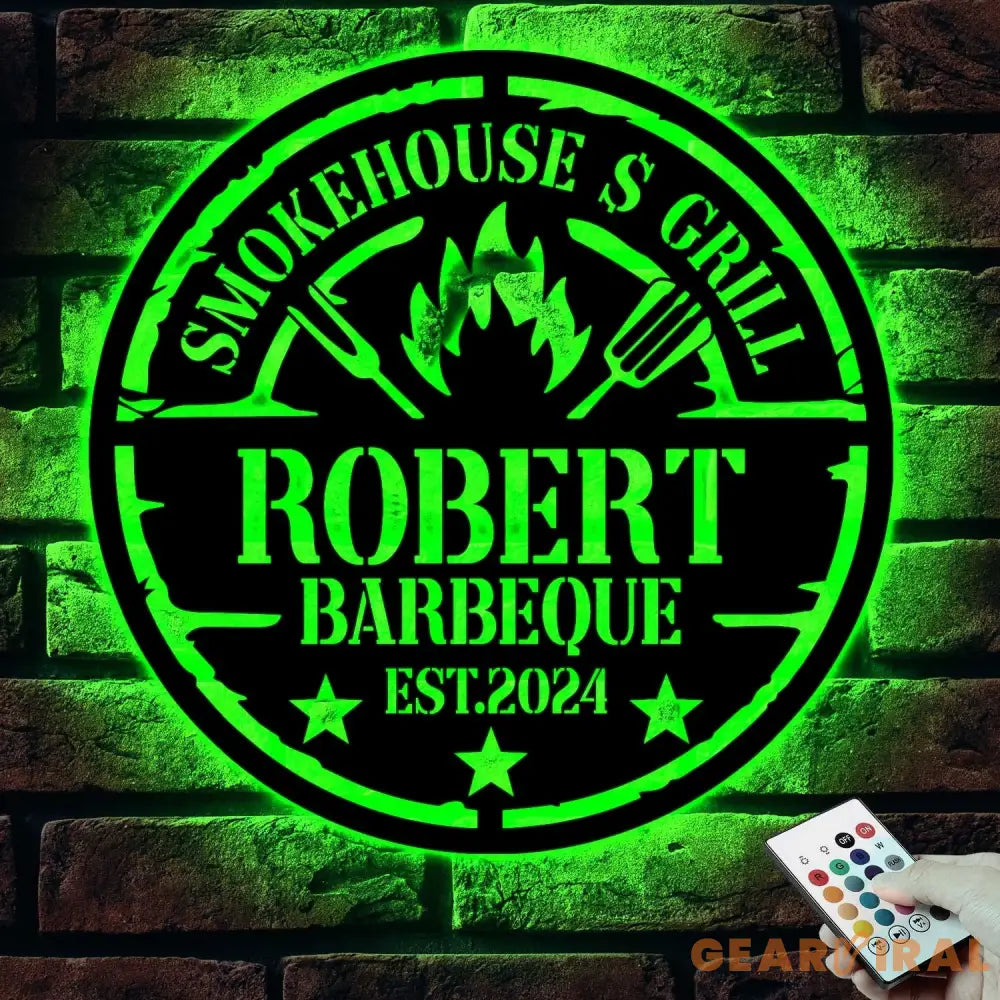 Personalized Barbecue Metal Wall Art LED - Barbecue Wall Art Decor - Custom Grill Sign - Barbecue Sign for Outdoor
