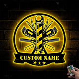 Personalized Barber Metal Sign with LED Lights - Custom Barber Metal Wall Decor - Barber Birthday Gift - Barber Wall Decor | GearViral