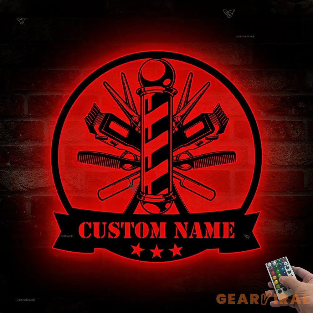 Personalized Barber Metal Sign with LED Lights - Custom Barber Metal Wall Decor - Barber Birthday Gift - Barber Wall