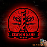 Personalized Barber Metal Sign with LED Lights - Custom Barber Metal Wall Decor - Barber Birthday Gift - Barber Wall