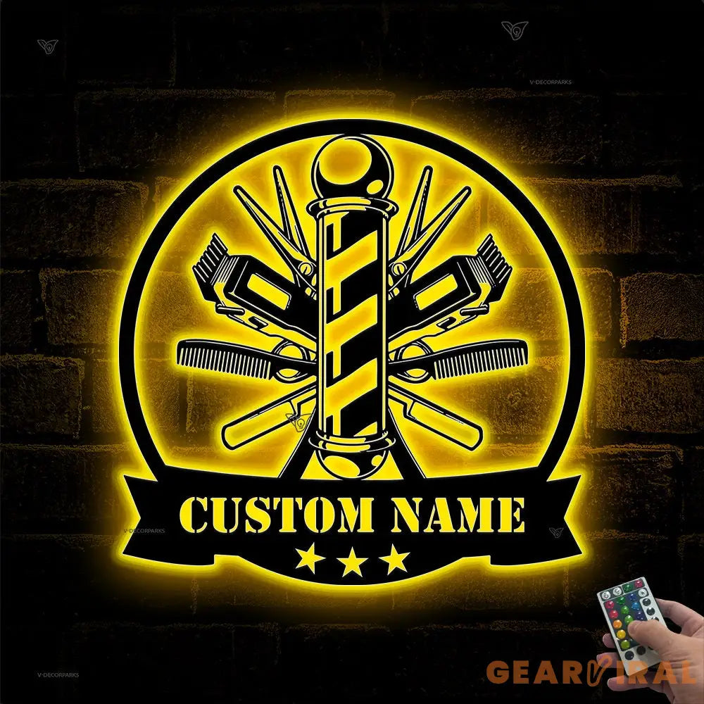 Personalized Barber Metal Sign with LED Lights - Custom Barber Metal Wall Decor - Barber Birthday Gift - Barber Wall