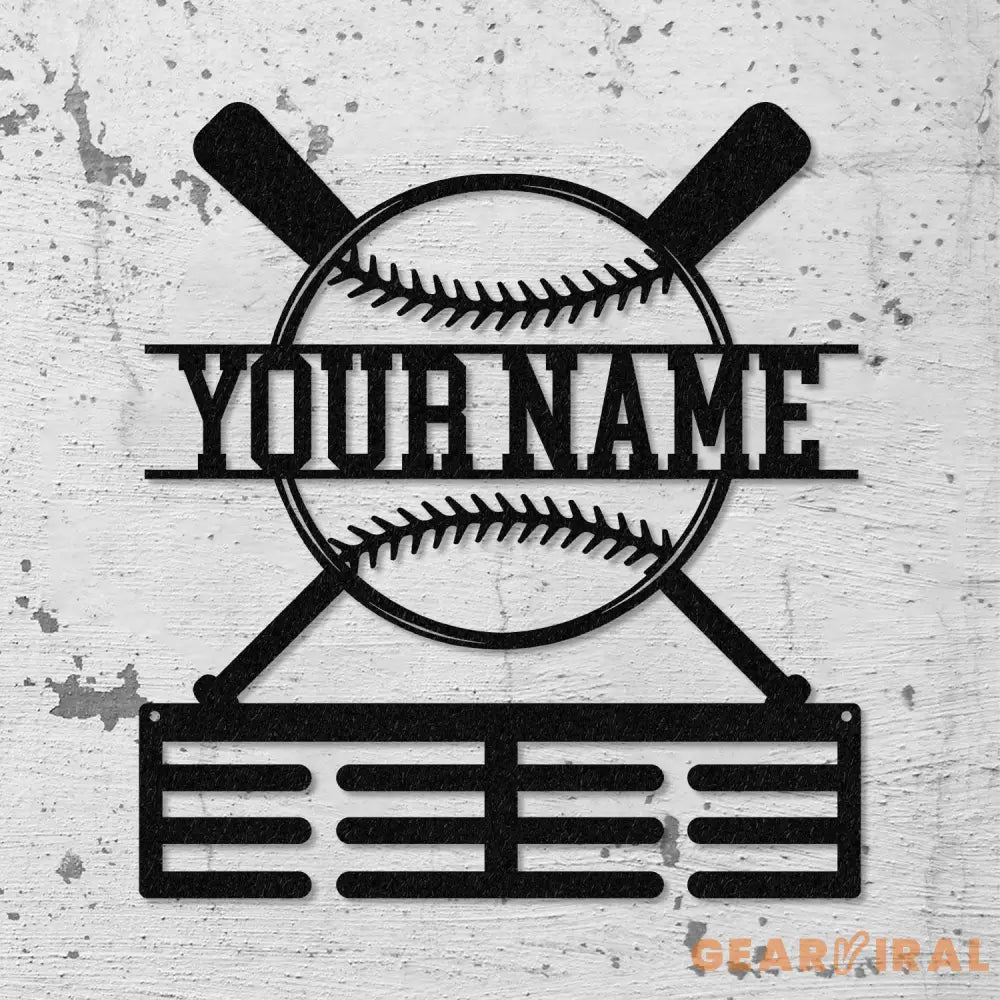 Personalized Baseball Award Medal Holder,Custom Baseball Player Name Medal Hanger,12 Rungs for Medals & Ribbons