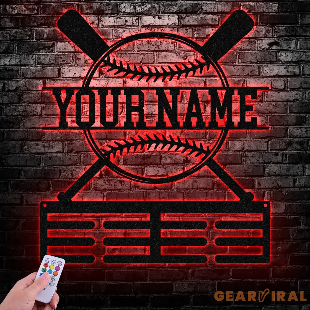 Personalized Baseball Award Medal Holder,Custom Baseball Player Name Medal Hanger,12 Rungs for Medals & Ribbons