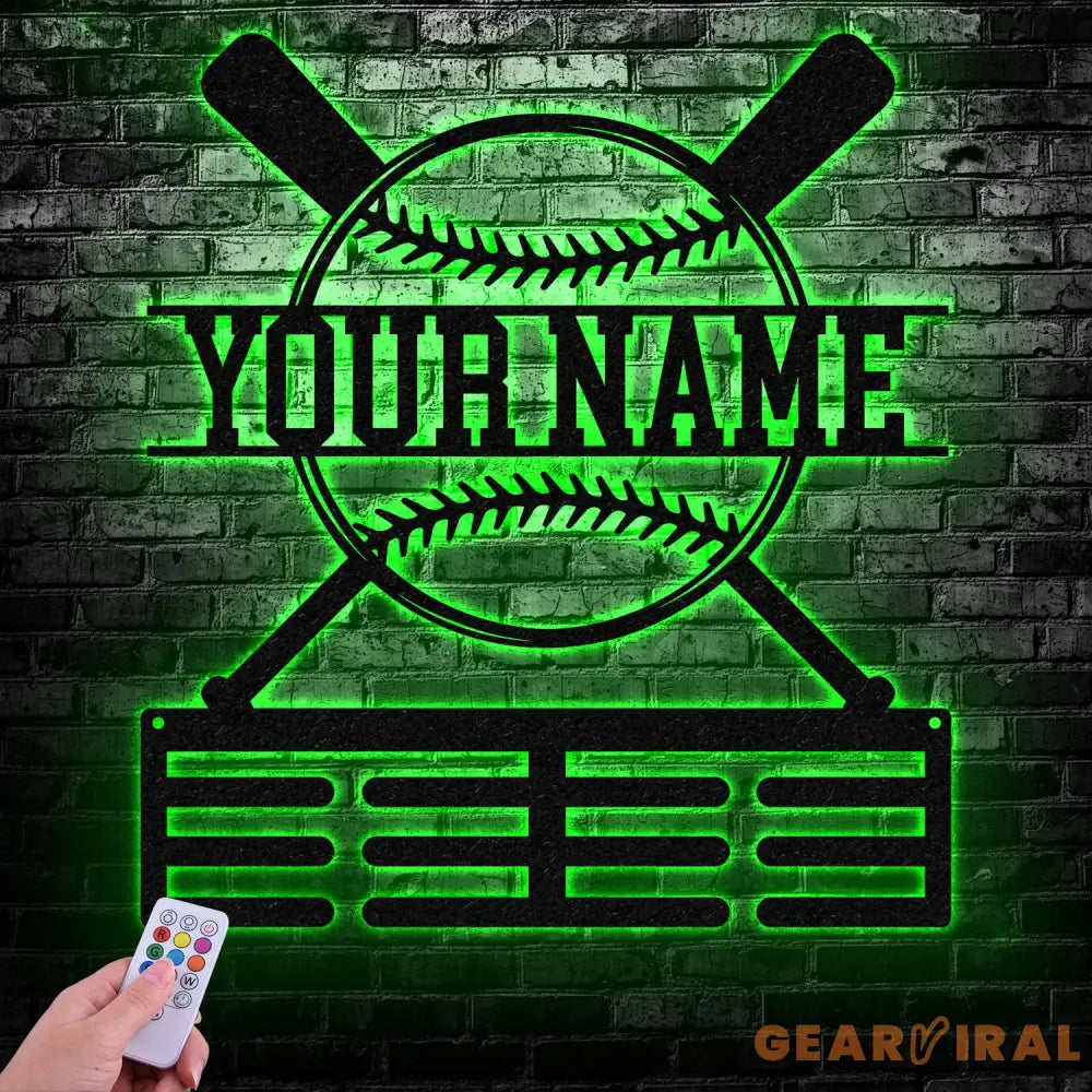 Personalized Baseball Award Medal Holder,Custom Baseball Player Name Medal Hanger,12 Rungs for Medals & Ribbons