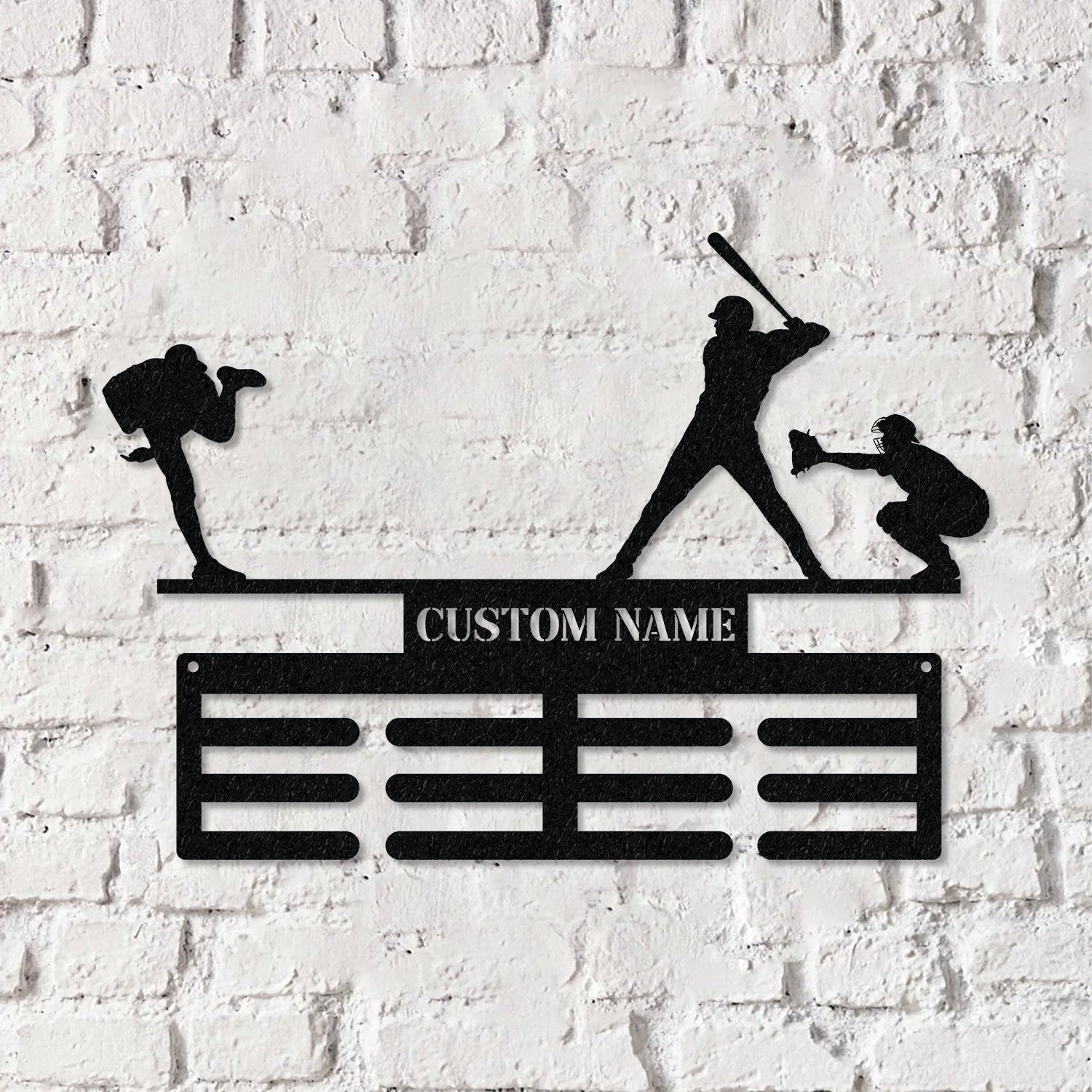 Personalized Baseball Award Medal Holder with Led Light, Baseball Player Name Medal Hanger, 12 Rungs for Medals & Ribbons, Baseball Gifts