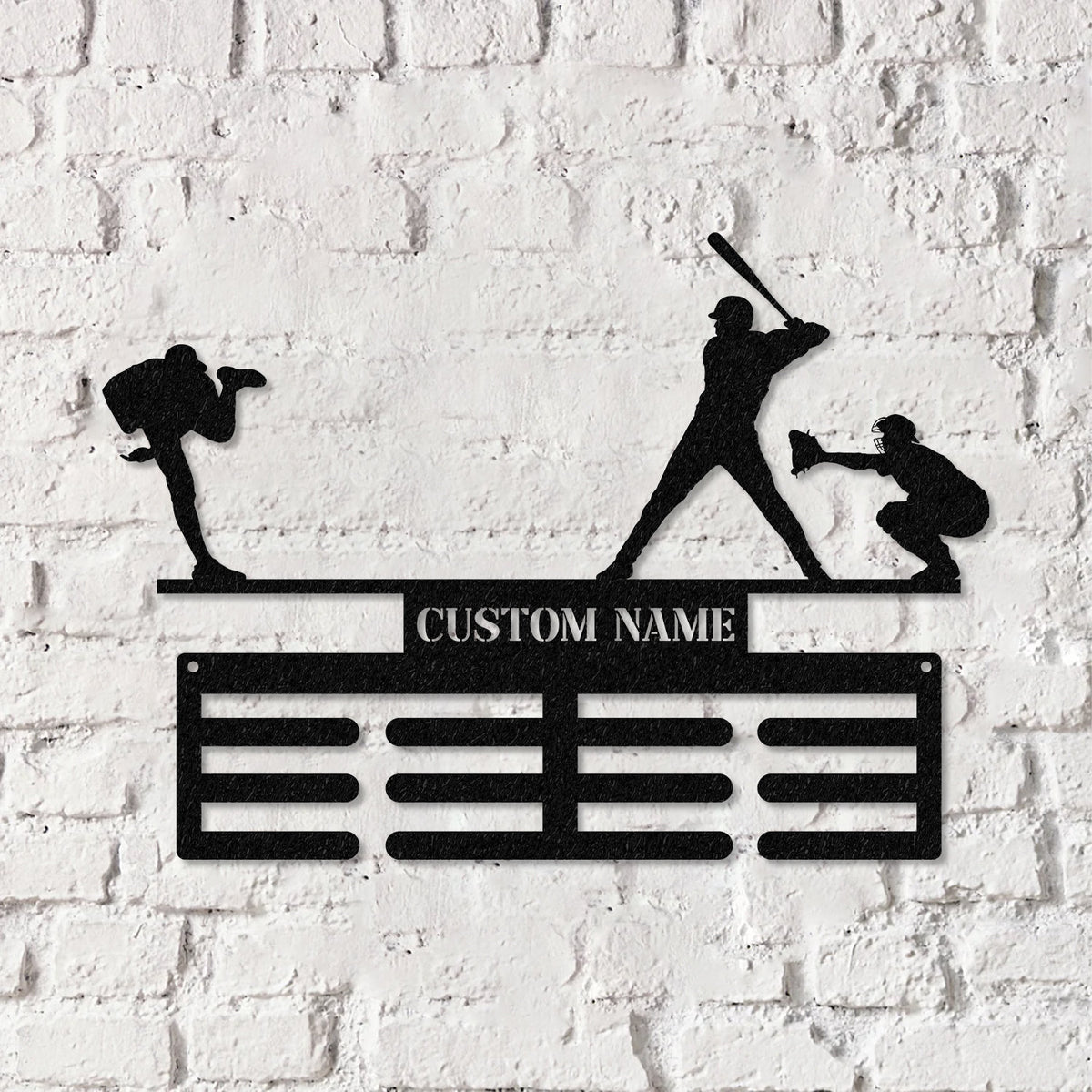 Personalized Baseball Award Medal Holder with Led Light, Baseball Player Name Medal Hanger, 12 Rungs for Medals & Ribbons, Baseball Gifts