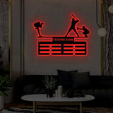 Personalized Baseball Award Medal Holder with Led Light, Baseball Player Name Medal Hanger, 12 Rungs for Medals & Ribbons, Baseball Gifts