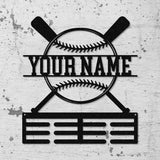Personalized Baseball Award Medal Holder,Custom Baseball Player Name Medal Hanger,12 Rungs for Medals & Ribbons, Baseball Award Medal Display