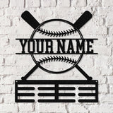 Personalized Baseball Award Medal Holder,Custom Baseball Player Name Medal Hanger,12 Rungs for Medals & Ribbons, Baseball Award Medal Display